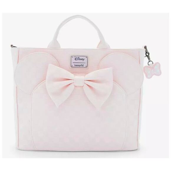 Loungefly Disney Minnie Mouse Tonal Checkered Ears Convertible Tote Bag | NWT main image 9